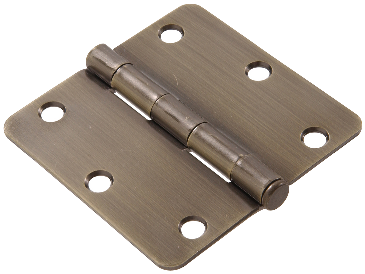 Hardware Essentials 3-1/2" Round Corner Door Hinge Antique Brass