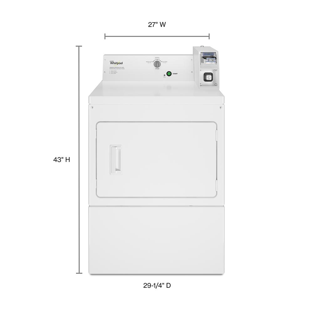 White commercial electric dryer with coin slide control and front-loading door in electric dryers collection