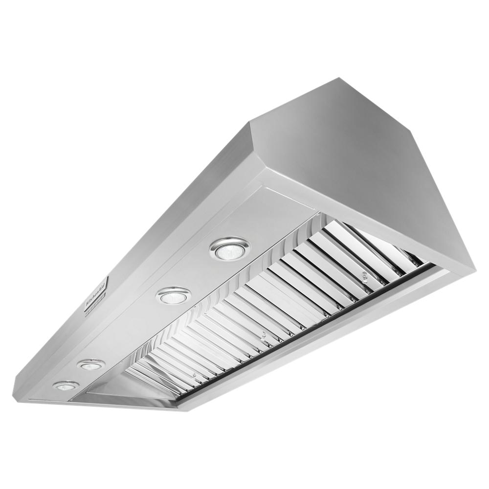 48-inch stainless steel commercial-style wall-mounted canopy range hood with LED lights from KitchenAid Appliances collections
