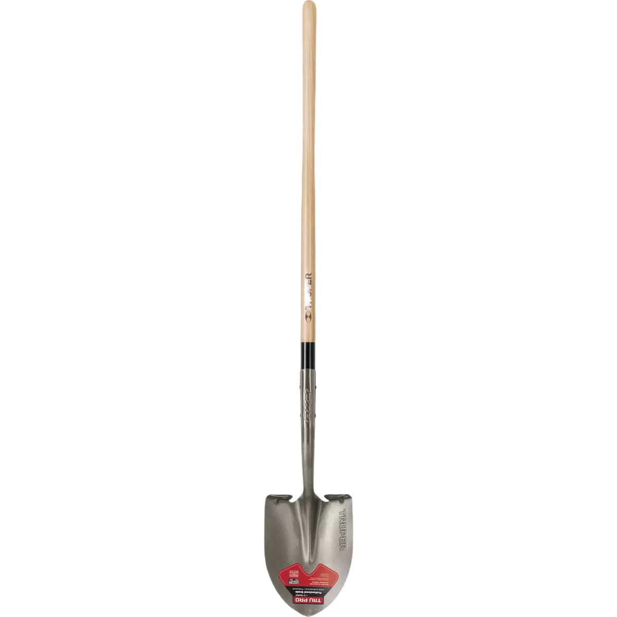 Truper Pro 48-inch wood handle shovel with 14-gauge steel blade for heavy-duty digging in garden tools collection