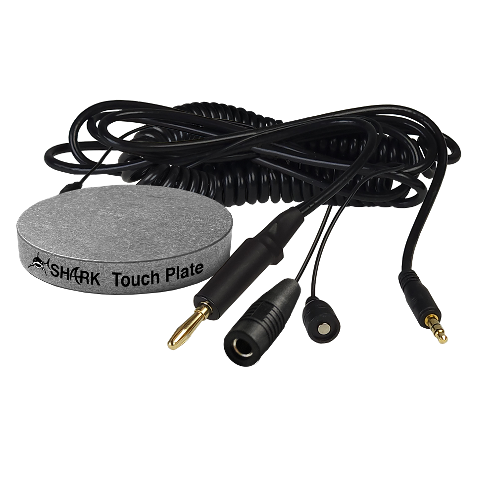 Circular metal touch plate with coiled cable and multiple connectors for CNC woodworking tool accuracy under $100 collection