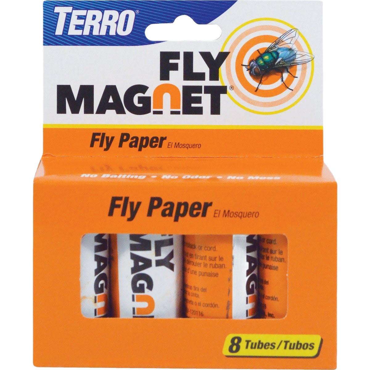 Orange and white Terro Fly Magnet fly paper pack with 8 tubes for indoor and outdoor insect control under $50 collections