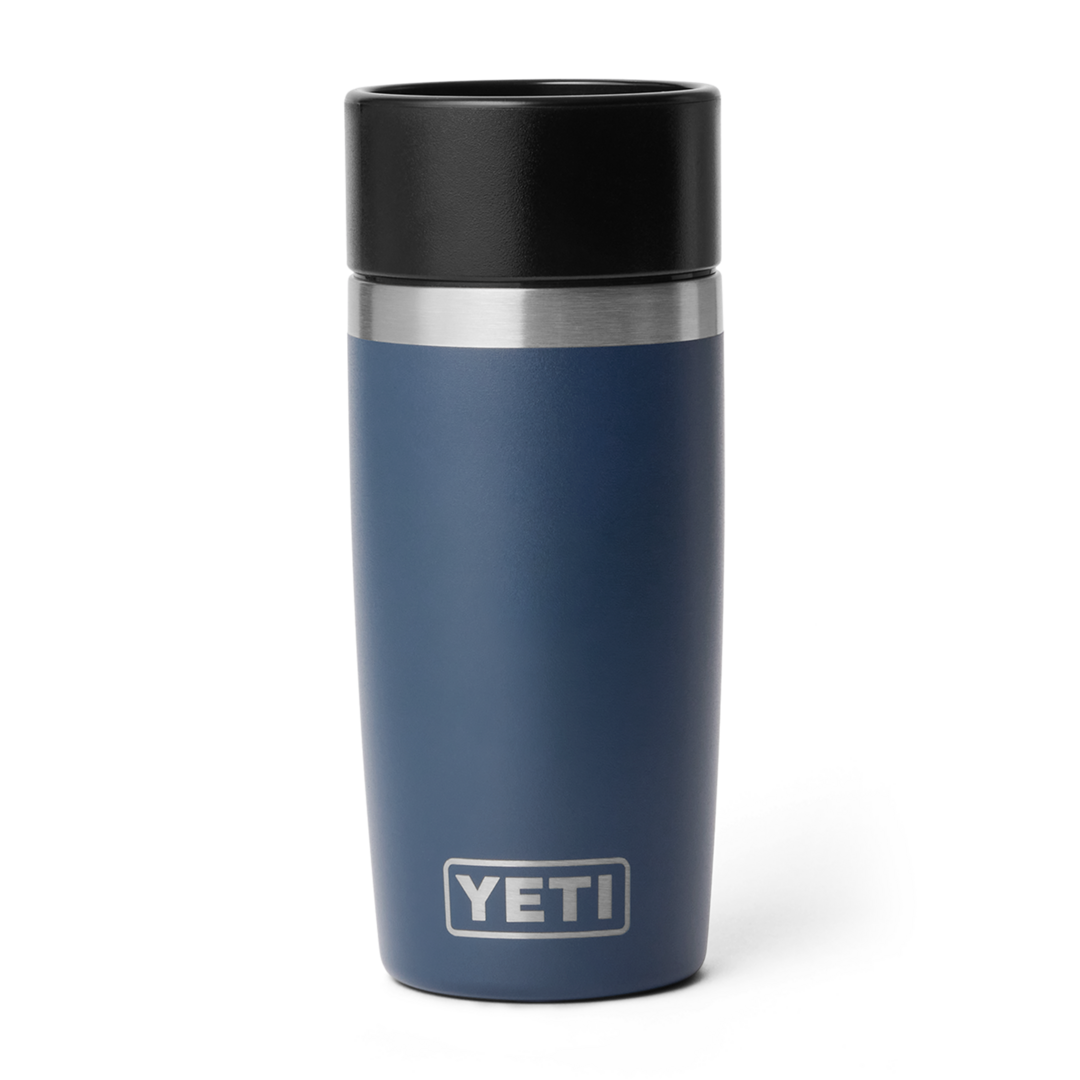 Blue stainless steel insulated 12 oz. travel bottle with black lid from drinkware and kitchenware collections under $100