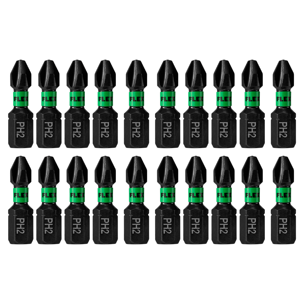 FLEX Impacks 20-Pc. 1" PH2 Impact Driver Bits