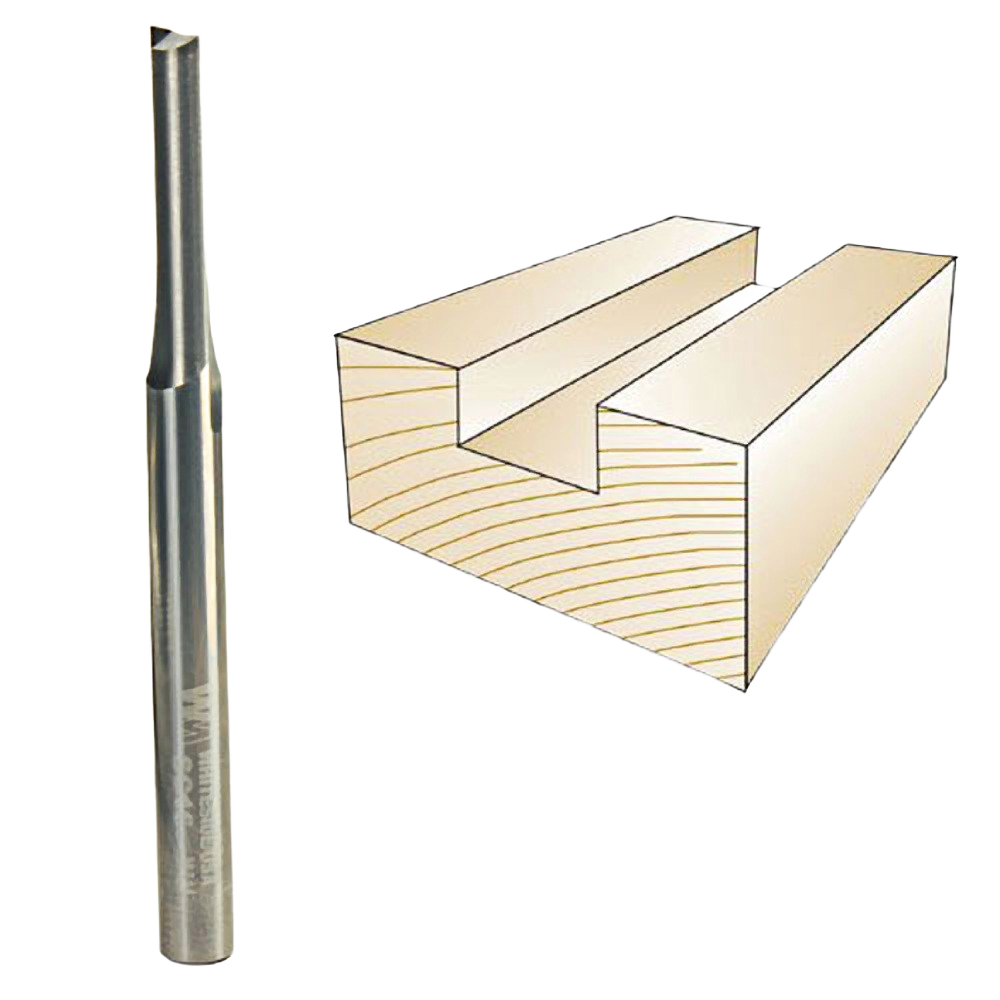 Solid carbide straight bit for clean dado cuts in wood, suited for tool accessories and home improvement projects under $50