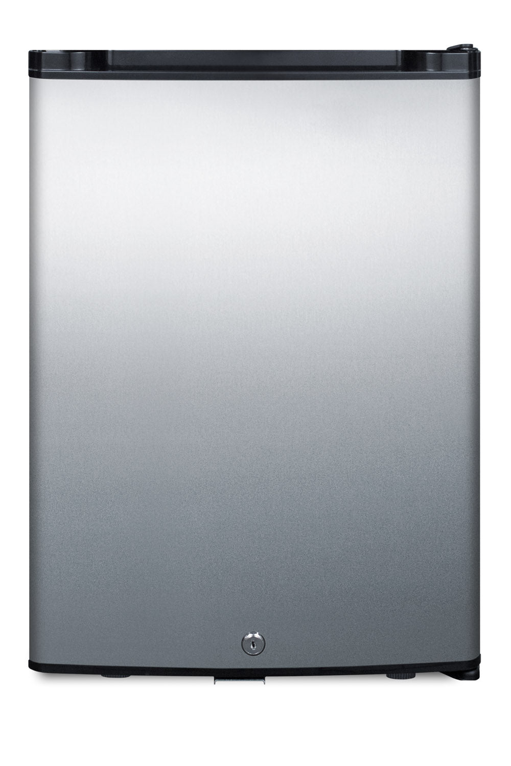 16-inch wide compact minibar with stainless steel door and black trim, designed for refrigerators and appliances collections