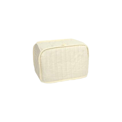 Quilted natural-colored appliance cover designed for protecting four-slice toasters in kitchen storage and organization