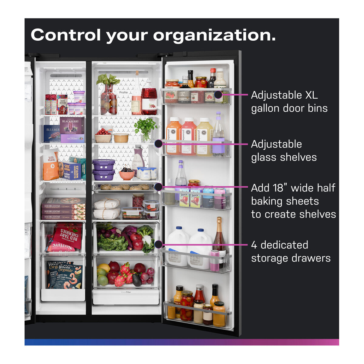 GE Profile™ ENERGY STAR® 27.8 Cu. Ft. Side-By-Side Refrigerator with Hands-Free AutoFill and CustomSize™ Ice