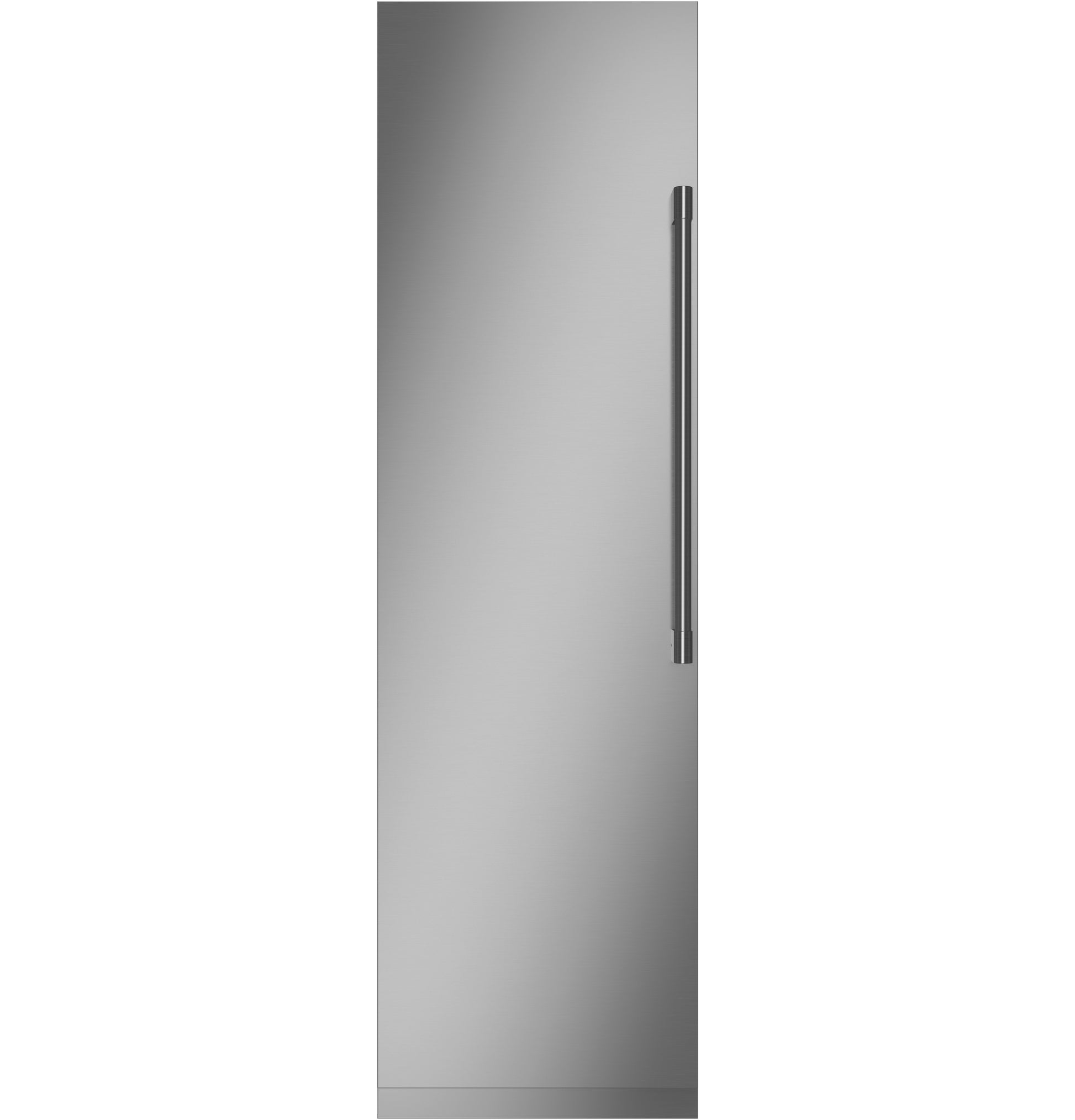Tall panel-ready integrated column freezer with sleek handle in stainless steel finish for kitchen appliances collection