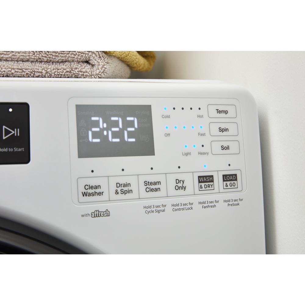 Digital control panel on a 4.5 cu. ft. ventless washer dryer showing cycle options in washer/dryer combos collection