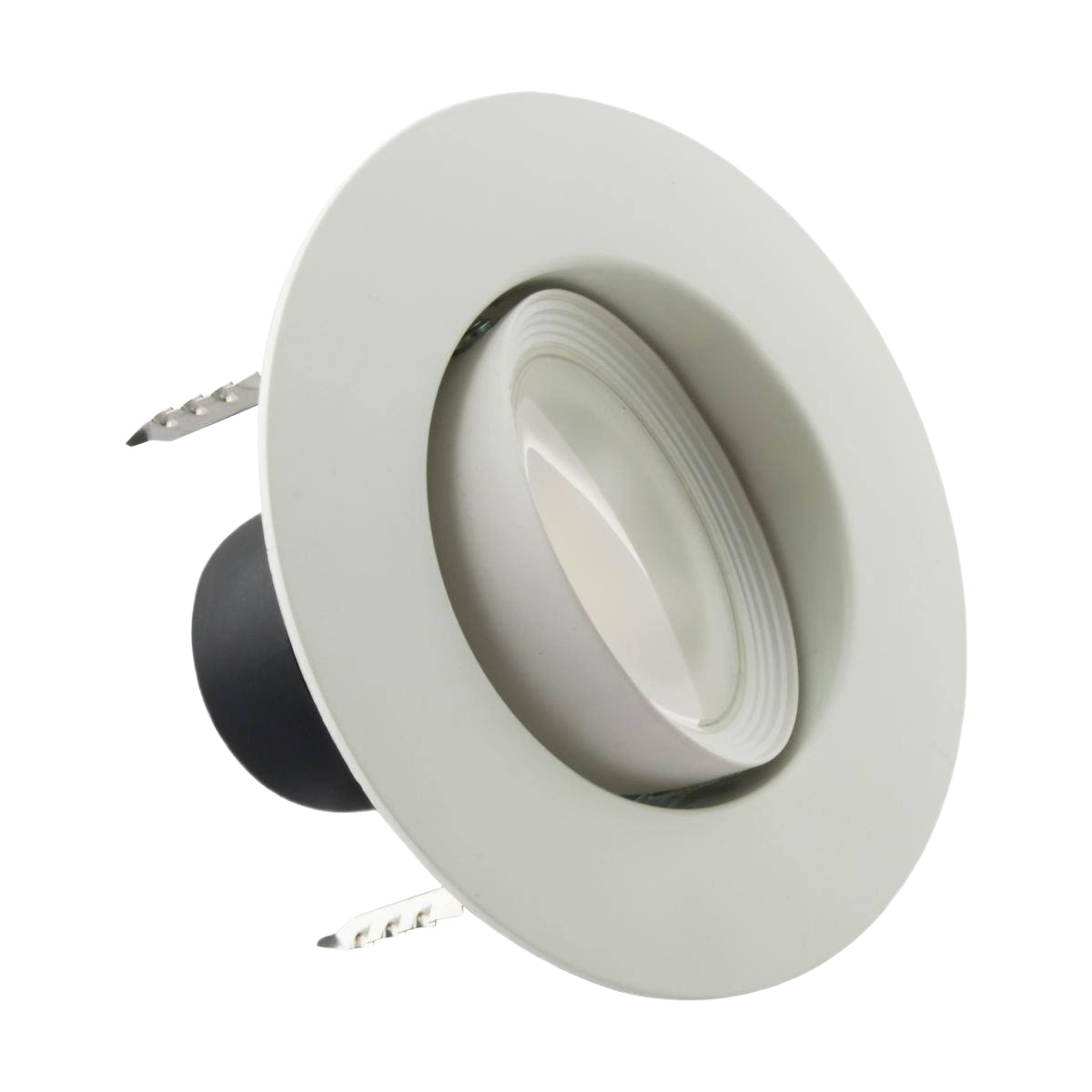 White directional LED retrofit downlight with adjustable beam and mounting clips for lighting and electrical projects under $50 collections