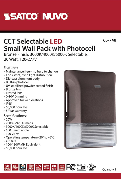 Bronze small outdoor LED wall light with photocell, energy-saving and durable for home improvement and outdoor living spaces