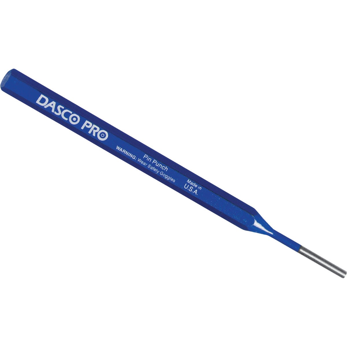 Blue alloy steel pin punch with hexagonal handle for precise tool and home improvement applications