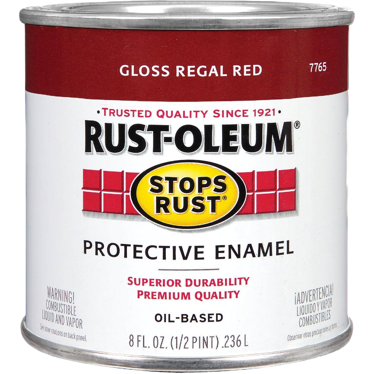 Half pint oil-based gloss red protective enamel paint for metal surfaces in specialty paint and home improvement collections