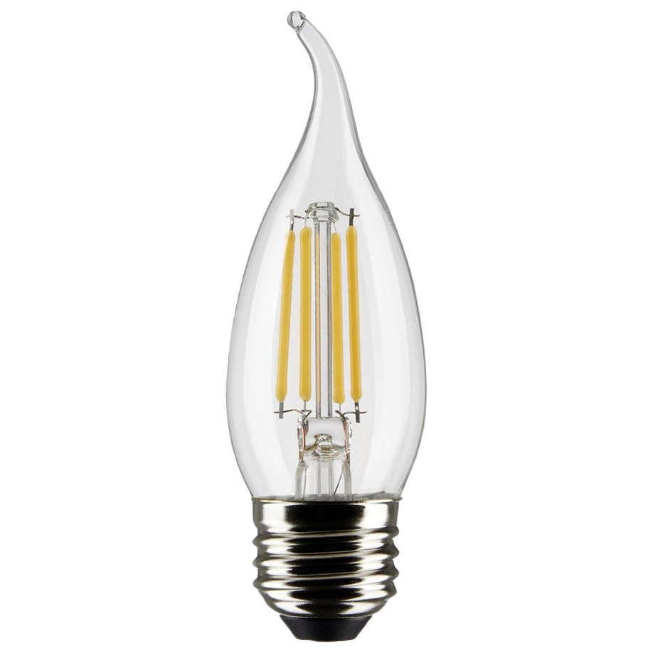 Clear LED filament bulb with a medium base, designed for energy-efficient lighting in home improvement projects
