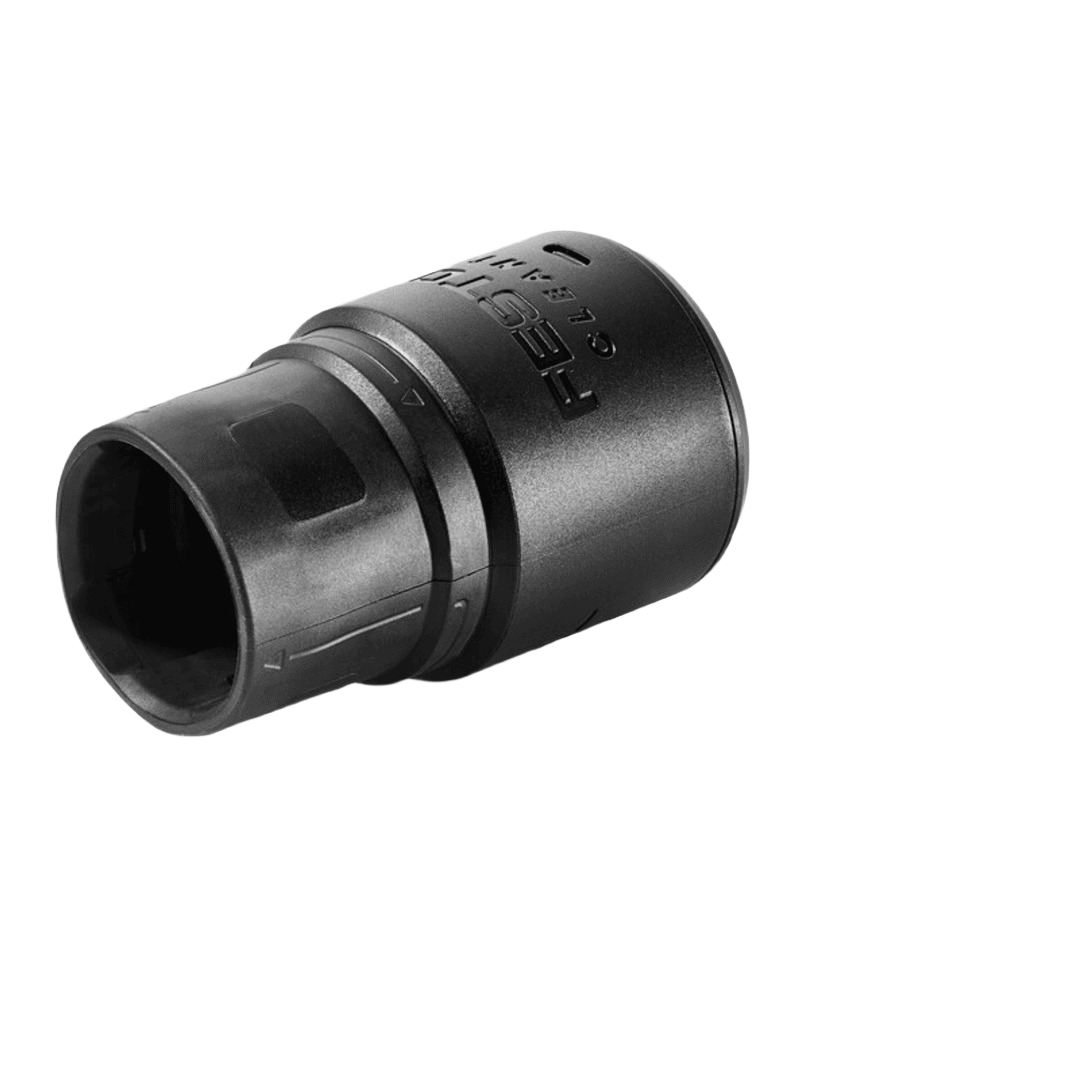 Black reducing sleeve adapter with textured surface for tool attachment in home improvement projects