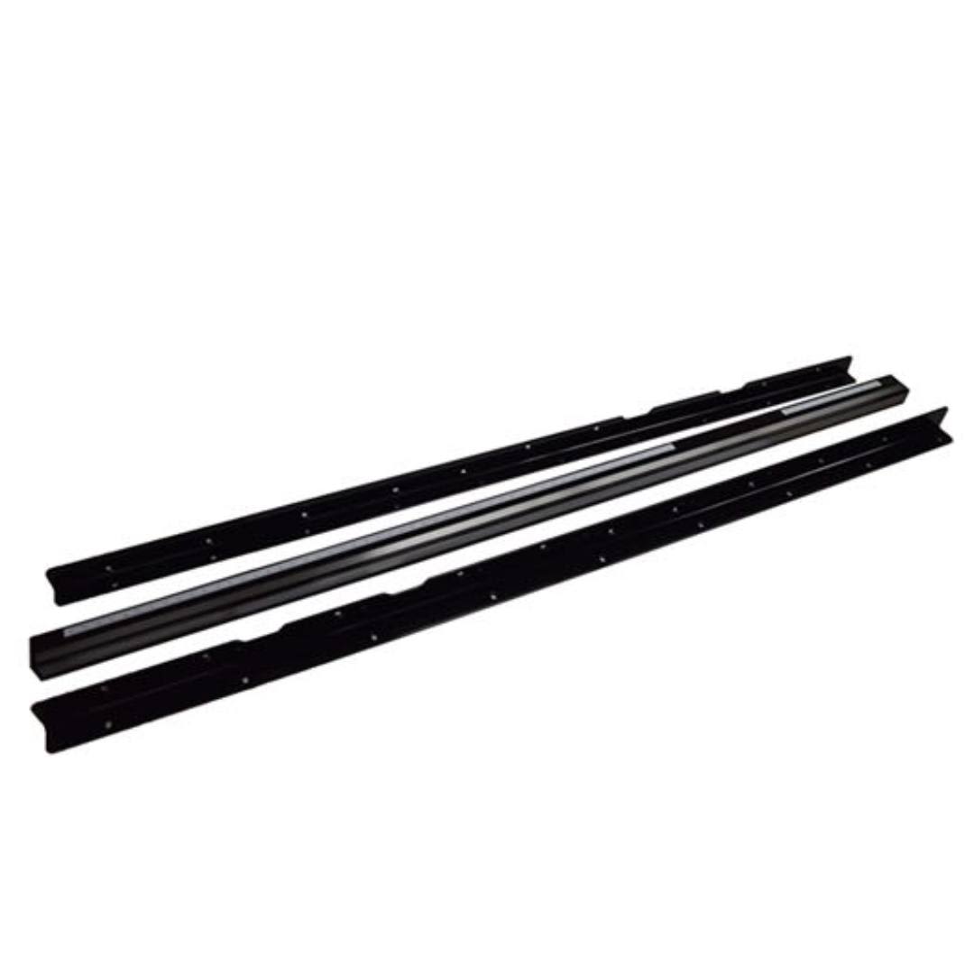 Black metal rails for woodworking power tools designed to ensure smooth operation in home improvement projects