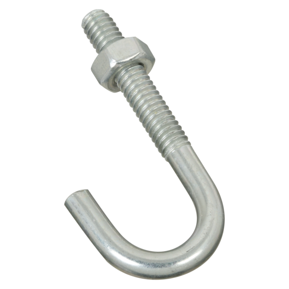 Zinc-plated J bolt with hex nut included for hardware, fasteners, and lumber projects under $50 in home improvement