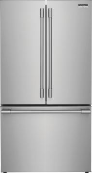 Stainless steel French door refrigerator with bottom freezer drawer from Refrigerators and Appliances collections