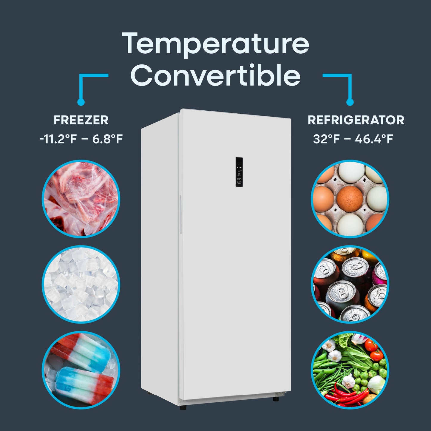 Element 17.0 cu. ft. Upright Convertible Freezer/Refrigerator – White, ENERGY STAR (EXUF17CEEW)