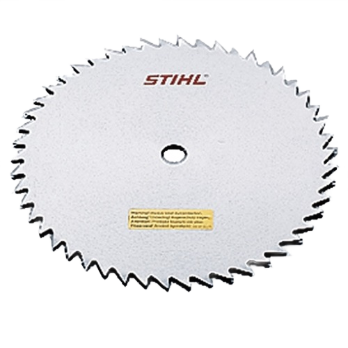STIHL silver circular saw blade with sharp teeth for brush cutting in power tool accessories and home improvement collections