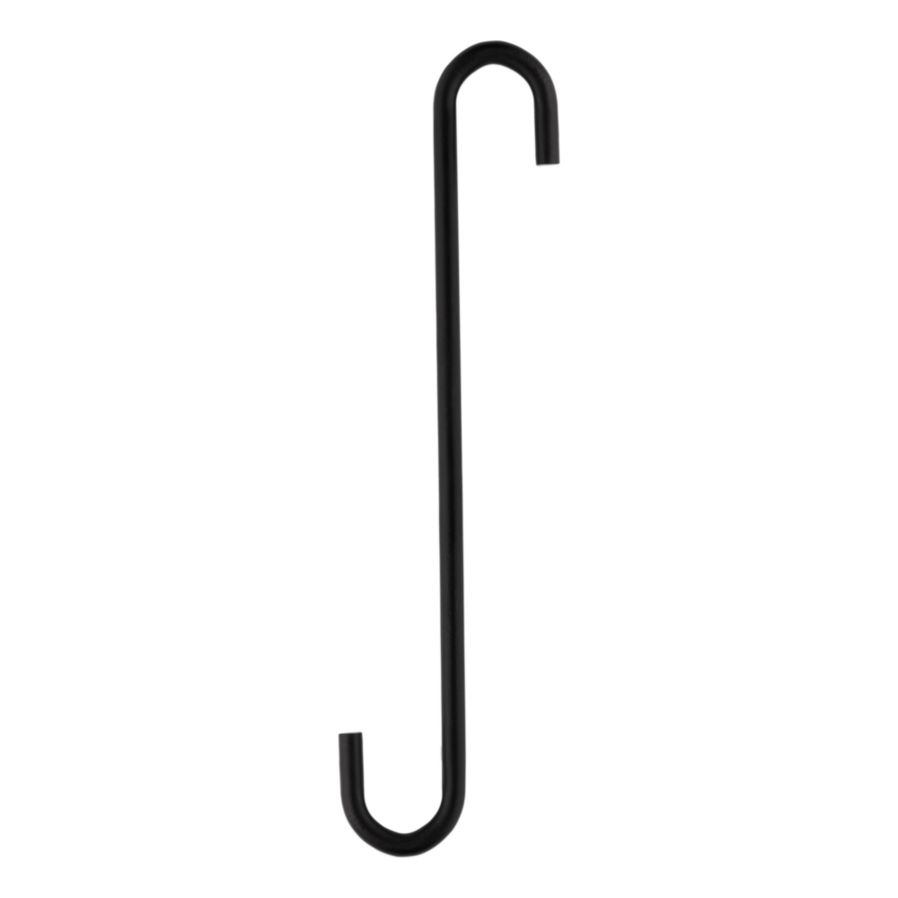 8-inch black steel large S-hook with a modern design for versatile use in home improvement and plant hanging tasks