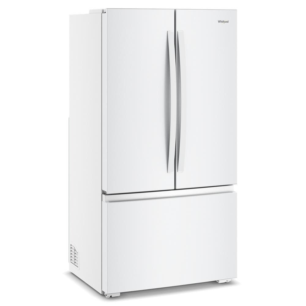 White 36-inch wide true counter depth French door refrigerator with bottom freezer in kitchen appliances collection