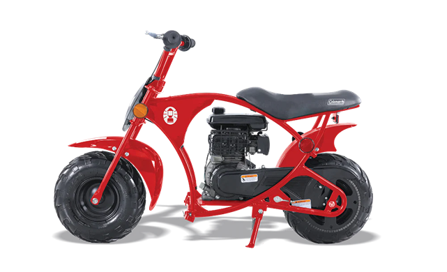Compact red mini bike with rugged tires and black seat designed for off-road fun in All Products collection