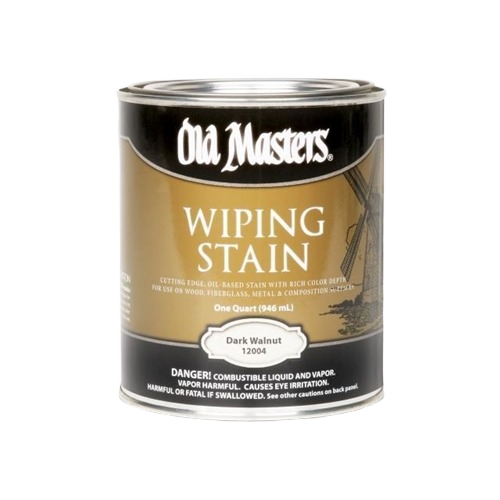 Quart can of dark walnut oil-based wiping stain designed for wood finishing and home improvement projects