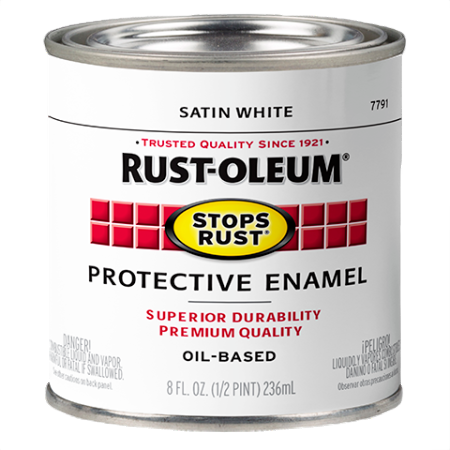 Rust-Oleum Stops Rust satin white protective enamel oil-based paint can for specialty paint and home improvement under $50 collection