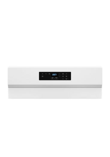 Digital control panel with clock and touch buttons on a white gas range for home kitchen use