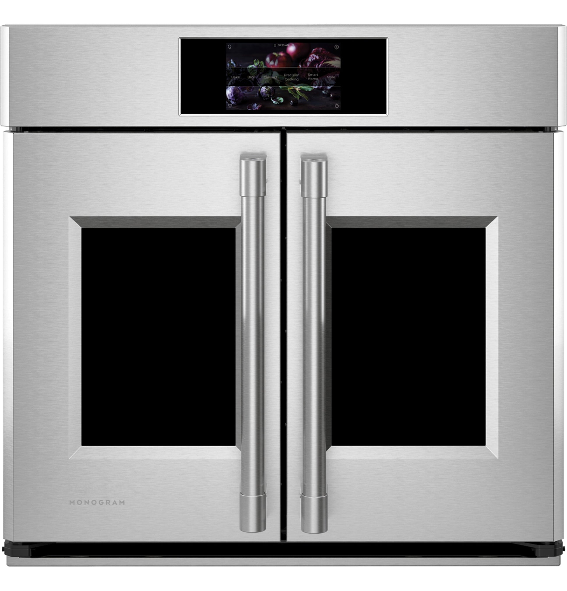 Stainless steel French-door wall oven with digital display and dual large windows from Wall Ovens collection