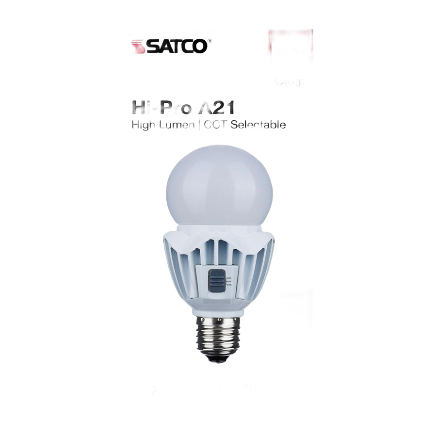 Satco 20 Watt LED A21 bulb with medium base and adjustable color temperature for versatile home lighting