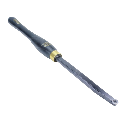 Carbide tip hollowing tool with black ergonomic handle and brass ferrule for precision woodworking tasks