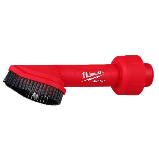 Red rotating corner brush tool with black bristles designed for home improvement and tools use