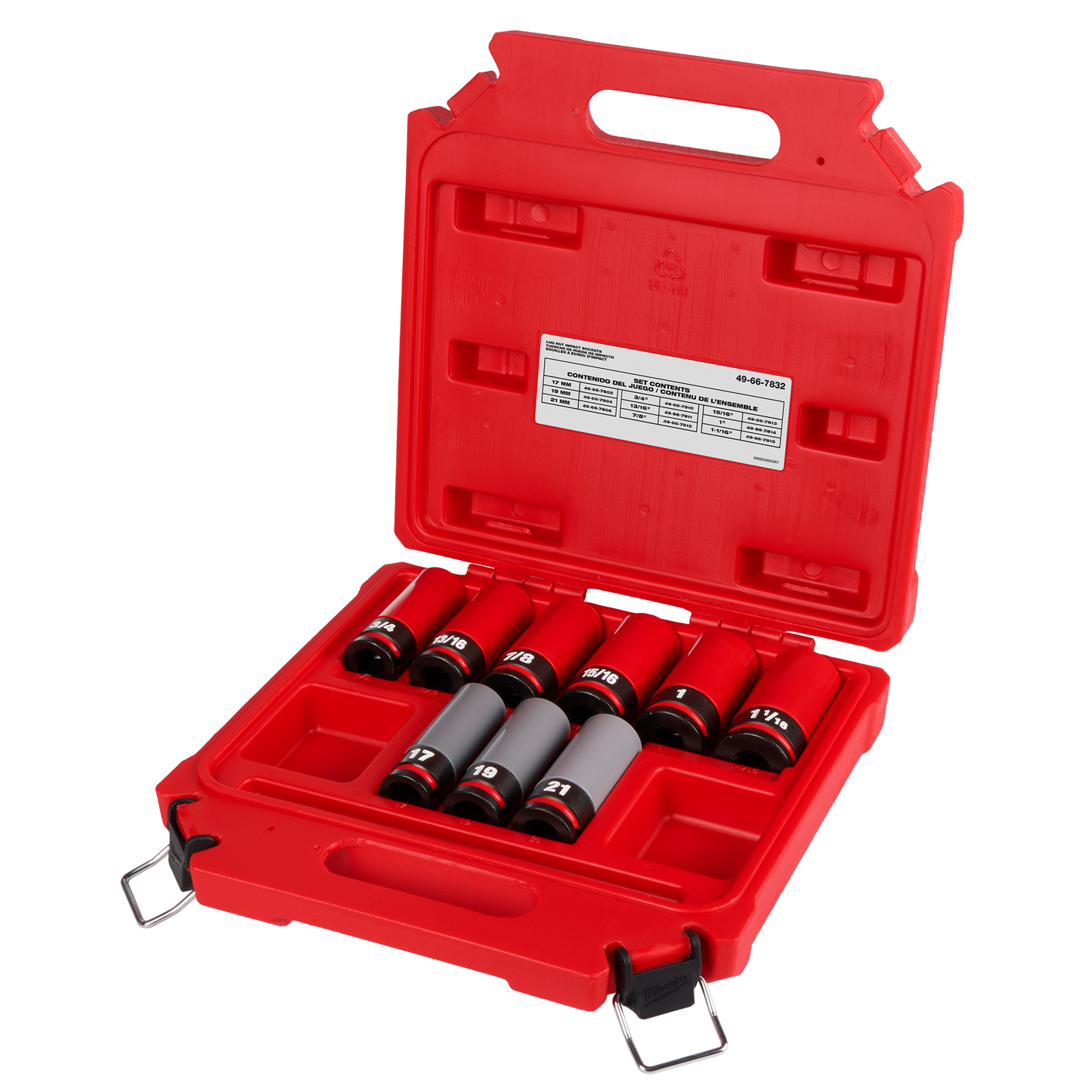 Milwaukee SHOCKWAVE™ Impact Duty 1/2 Drive SAE & Metric 9PC Lug Nut Wheel Socket Set
