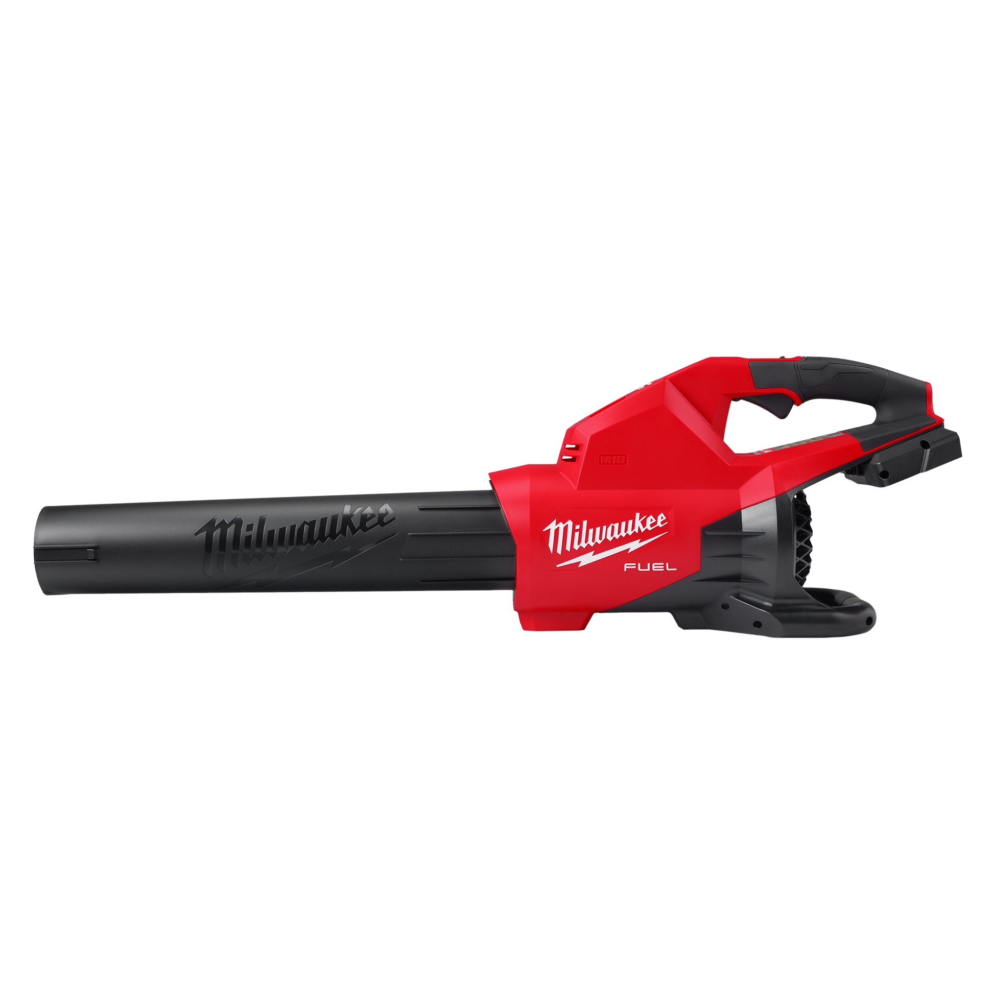 Red and black cordless blower designed for outdoor cleaning with dual battery compatibility in tools and home improvement