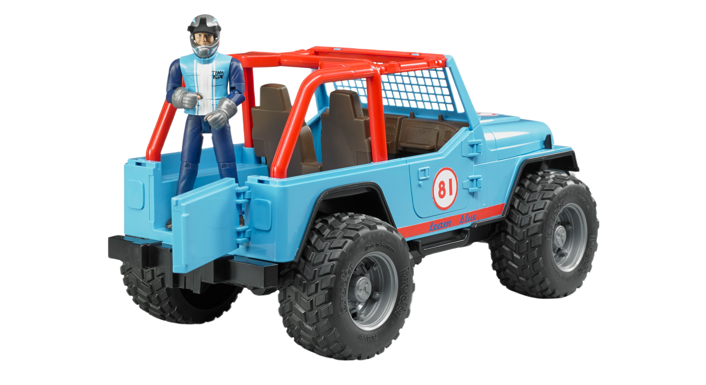 Blue Bruder toy cross country racing jeep with driver figure in Vehicles & Remote Controlled Toys and Toys & Games collections