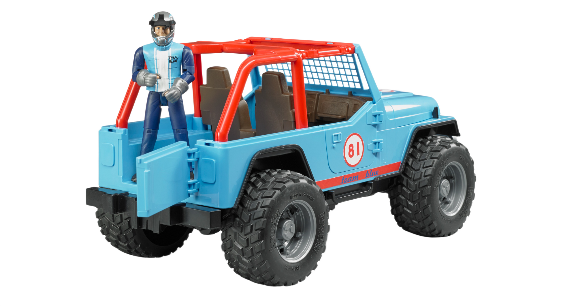 Blue Bruder toy cross country racing jeep with driver figure in Vehicles & Remote Controlled Toys and Toys & Games collections
