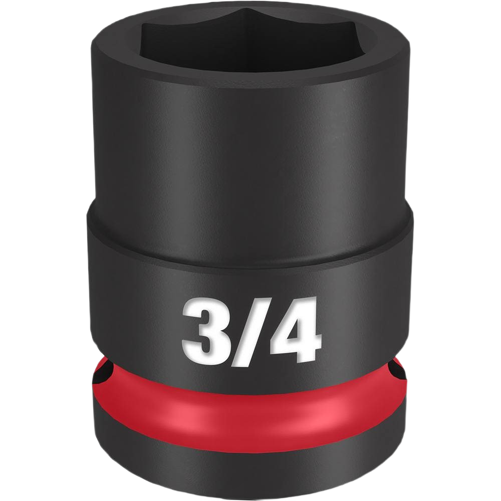 Black 3/4 inch 6-point impact socket with red accent for heavy-duty tools and home improvement projects