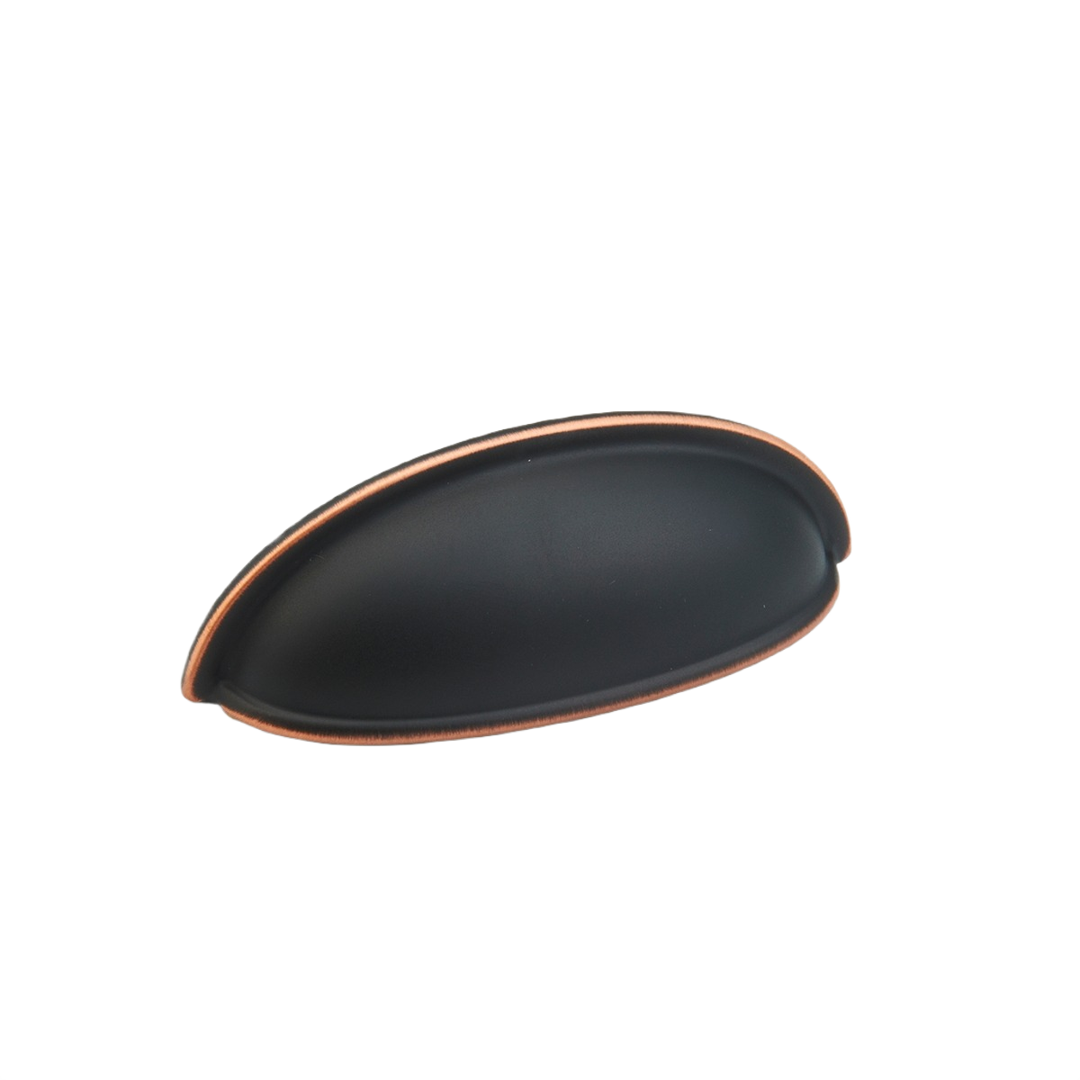 Traditional style cup pull in Michelangelo Bronze finish for cabinet hardware and furniture accessories collections