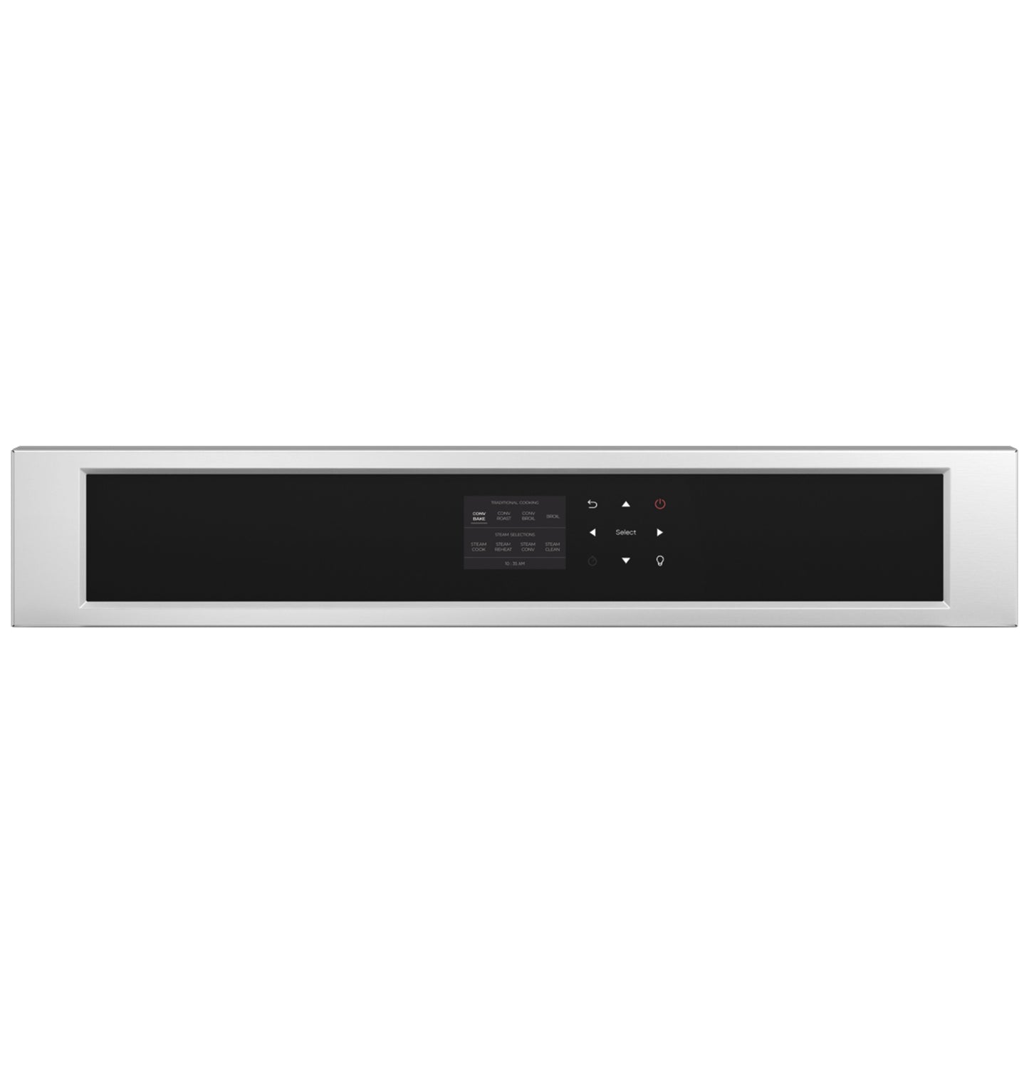 Control panel of stainless steel 30-inch steam oven with digital touchscreen from Wall Ovens and Appliances collections