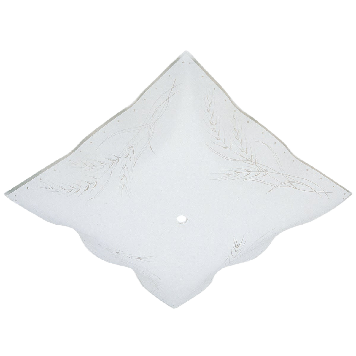 Square white ceiling diffuser with clear wheat pattern and ruffled edges for lighting and home decor collections