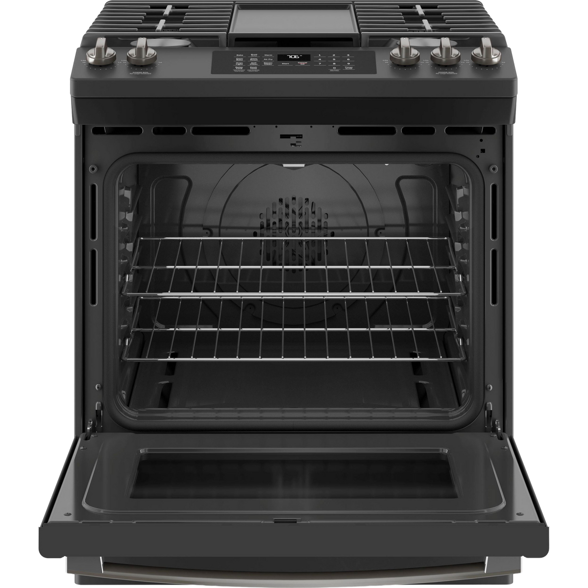 GE® 30" Slide-In Front-Control Convection Gas Range with No Preheat Air Fry