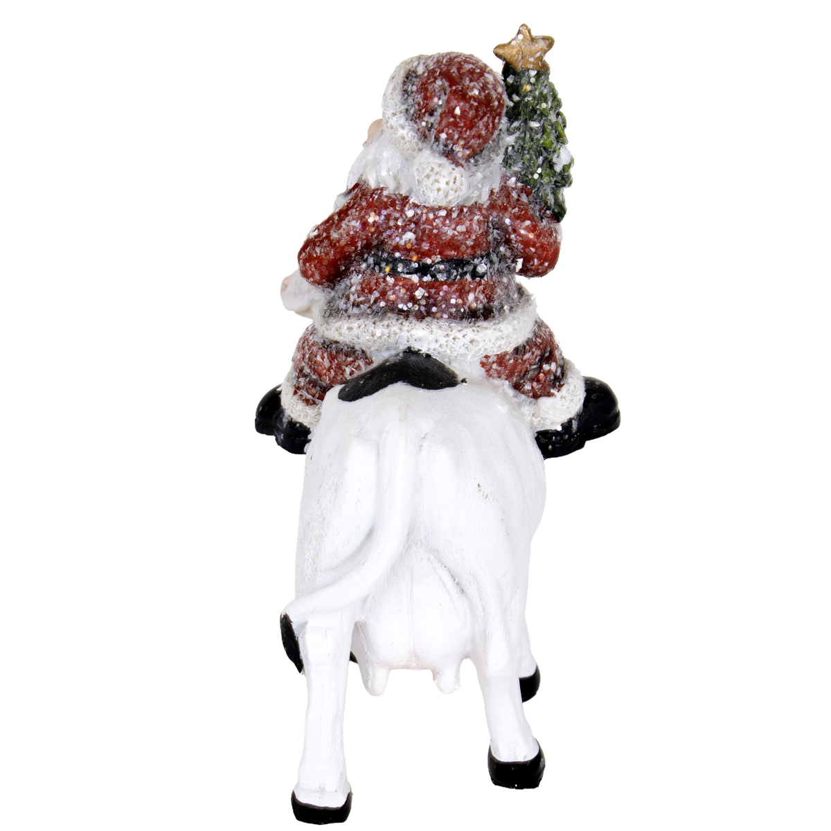 Transpac Santa on Cow Figurine