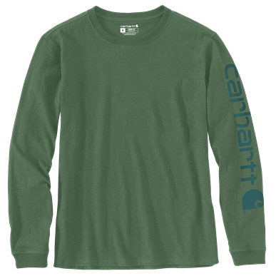 Green loose fit long-sleeve shirt with logo printed on sleeve for casual and outdoor wear
