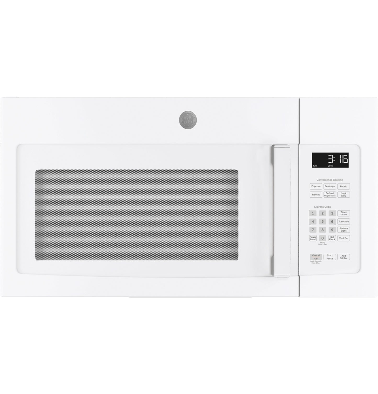 White over-the-range microwave oven with digital keypad and display in kitchen appliances and microwaves collection