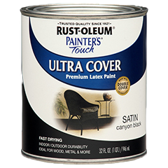 1 quart can of Rust-Oleum satin black ultra cover paint for durable home improvement projects