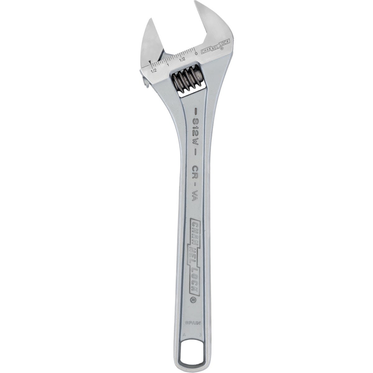 12-inch metal adjustable wrench with ergonomic handle and measurement scales for hand tools and home improvement use