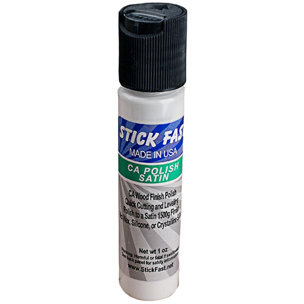 1 oz bottle of Stick Fast satin CA wood polish for sanding, finishing, and polishing woodworking tools under $50 collection